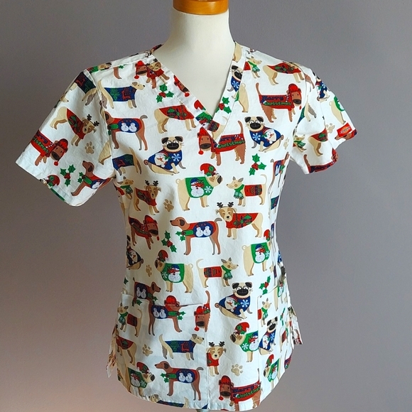 Dickie's | Dog Christmas sweater scrub top - Picture 1 of 6